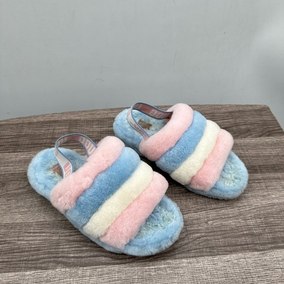 UGG Puff yeah pride Stripe pastel quiet luxury elastic heel band woman slipper 6 - Picture 1 of 9